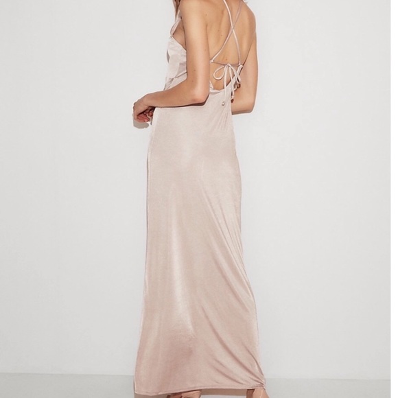 Express Satin High Slit Maxi Dress - Picture 2 of 6